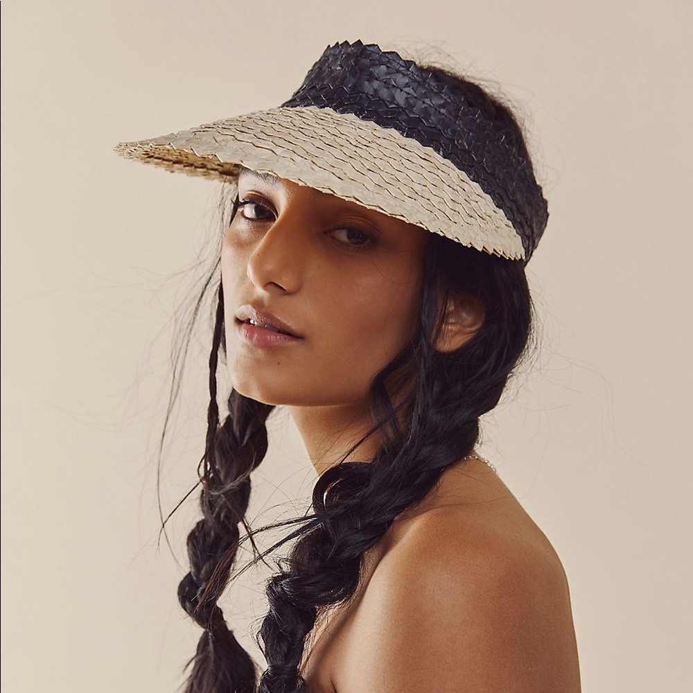 Free People Baha Color Block Straw Visor